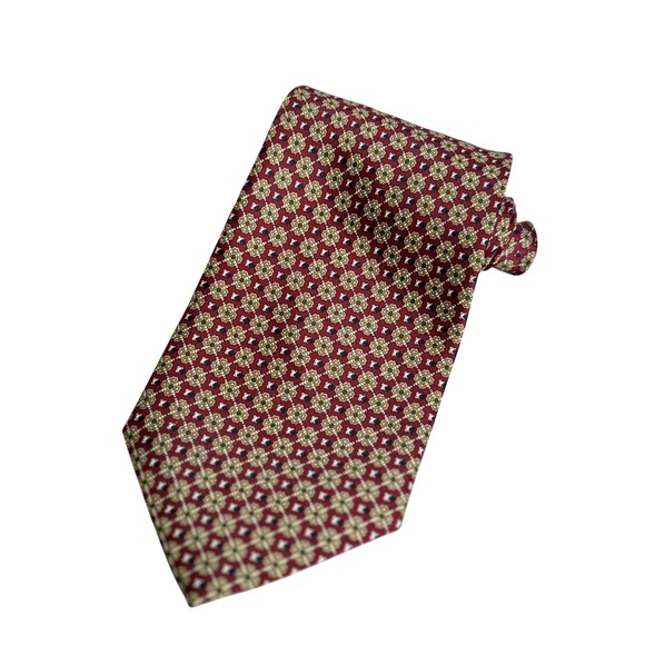 Charlize Italy Other - Charlize Italy Necktie Burgundy gold Silk Geometric Medallion Classic Formal